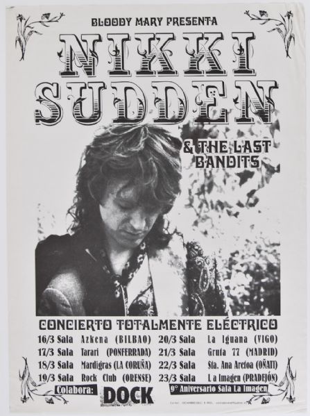 Nikki Sudden & The Last Bandits  Tour Original  Poster